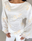Diya White Floral Embroidery Tie Back Top