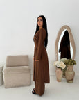 Ida Brown Button Detail Trouser Co Ord Set