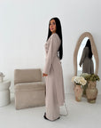 Ida Beige Button Detail Trouser Co Ord Set