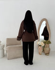 Maha Brown Short Belted Fur Sleeve Coat