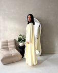 Amara Yellow Lace Detail Two Peice Co Ord Abaya Set