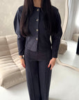 Coco Charcoal Buttoned Jacket & Wide Leg Trouser Set