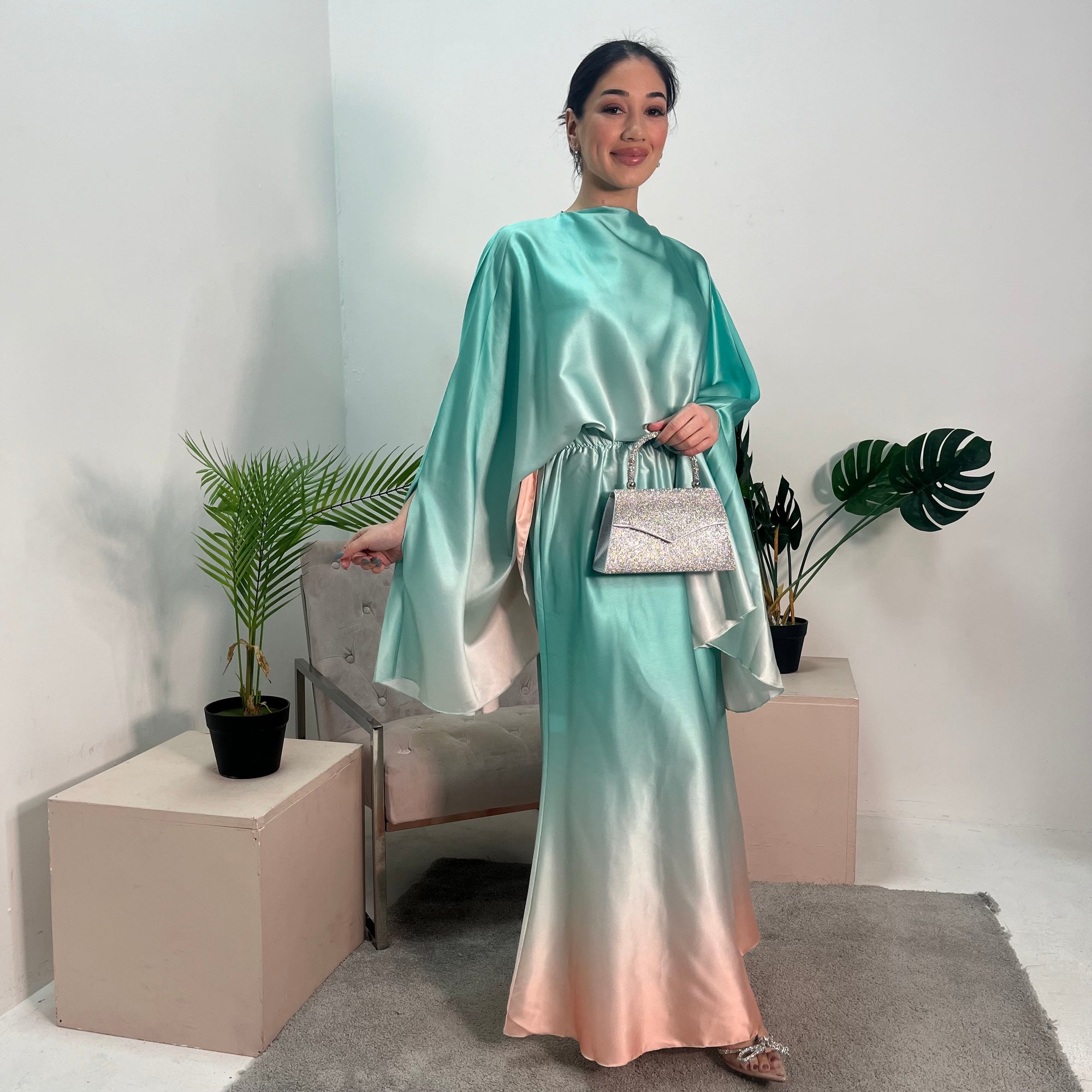 Deli Mint & Peach Two Tone Skirt Co ord Set House Of Haniya Deli Mint & Peach Two Tone Skirt Co ord Set House Of Haniya