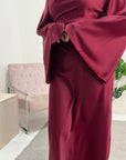 Aurora Wine Cowl Neck Satin Tie Back Dress