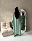 Vanity Mint Choker Cowl Neck Tie Back Kaftan Dress