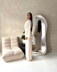 Hadia Beige Front Gather Top & Trouser Co Ord Set