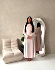Marnia Light Pink A Line Tie Back Side Gather Dress
