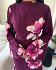 Falon Plum Linen Modest Summer Floral Dress