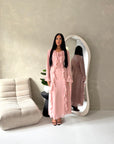 Leila Pink Frill Detail Tie Back Mesh Dress