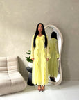 Leila Yellow Frill Detail Tie Back Mesh Dress