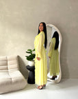 Leila Yellow Frill Detail Tie Back Mesh Dress