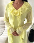Leila Yellow Frill Detail Tie Back Mesh Dress