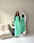 Leila Mint Frill Detail Tie Back Mesh Dress