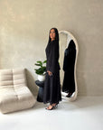 Sahra Black Floral Lined Modest Summer Dress