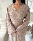 Sahra Mocha Floral Lined Modest Summer Dress