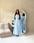 Sahra Blue Floral Lined Modest Summer Dress