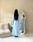 Sahra Blue Floral Lined Modest Summer Dress