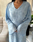 Sahra Blue Floral Lined Modest Summer Dress