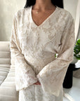 Sahra Cream Floral Lined Modest Summer Dress