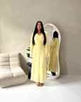 Sahra Yellow Floral Lined Modest Summer Dress