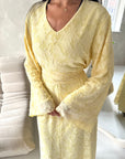 Sahra Yellow Floral Lined Modest Summer Dress