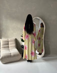 Falon Yellow Linen Modest Summer Floral Dress