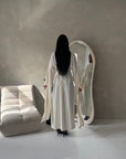 Fia Cream Lace Trim Detail Modest Tie Back Dress