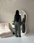 Fria Khaki Plain Soft Satin Wrap Trouser Co Ord Set