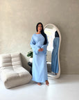 Amal Blue Lace Sleeve Detail Summer Dress
