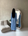 Amal Blue Lace Sleeve Detail Summer Dress