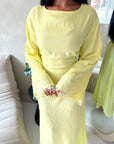 Amal Yellow Lace Sleeve Detail Summer Dress
