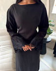 Amal Black Lace Sleeve Detail Summer Dress