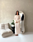 Amal Beige Lace Sleeve Detail Summer Dress