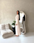 Amal Beige Lace Sleeve Detail Summer Dress