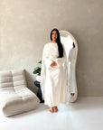 Atara Cream Floral Embroidery Cape Tie Back Dress