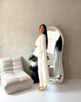 Atara Cream Floral Embroidery Cape Tie Back Dress
