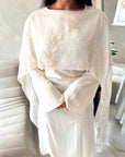 Atara Cream Floral Embroidery Cape Tie Back Dress