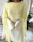 Atara Yellow Floral Embroidery Cape Tie Back Dress