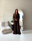 Amal Brown V Neck Front Knot Trouser Co Ord Set