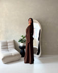 Amal Brown V Neck Front Knot Trouser Co Ord Set