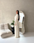 Amal Beige V Neck Front Knot Trouser Co Ord Set