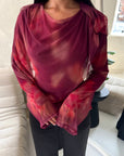 Riella Plum Mesh Cape Floral Lined Top