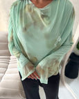 Riella Mint Mesh Cape Floral Lined Top
