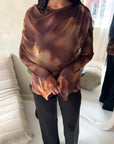 Riella Brown Mesh Cape Floral Lined Top