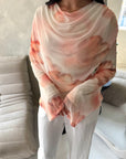 Riella Cream Mesh Cape Floral Lined Top