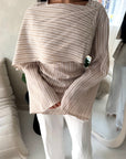 Naria Mocha Stripe Summer Attached Scarf Tie Back Top