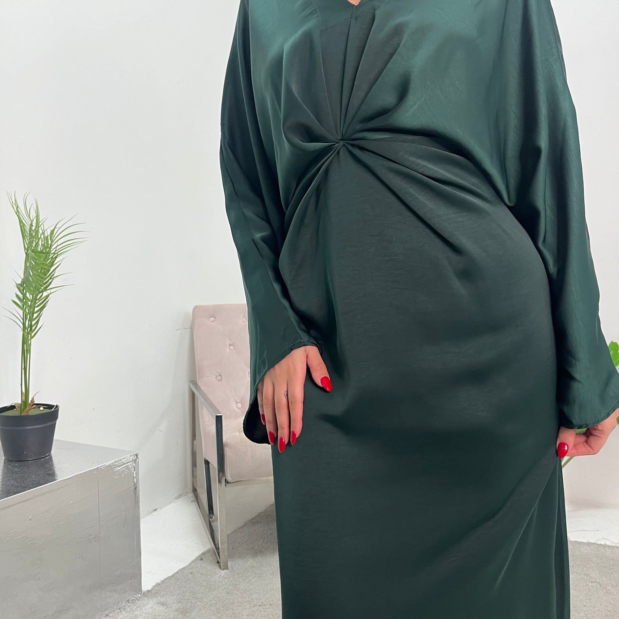Aleah Emerald Green Plain Front Knot Modest Dress House Of Haniya Aleah Emerald Green Plain Front Knot Modest Dress House Of Haniya