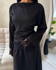 Myrah Black Lace Detail Modest Skirt Co Ord Set