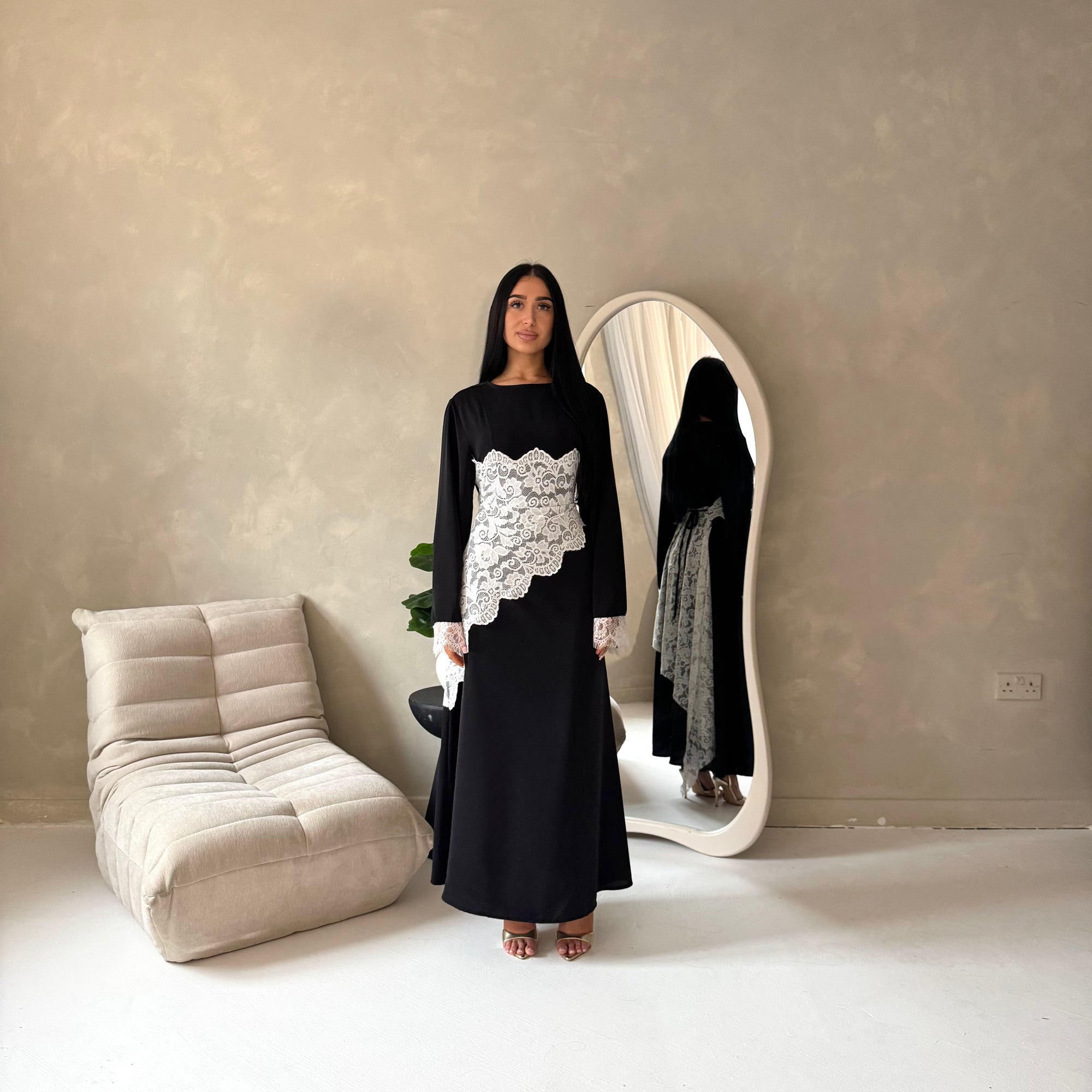 black and white modest dress Zebra Swirl Hazel Dress