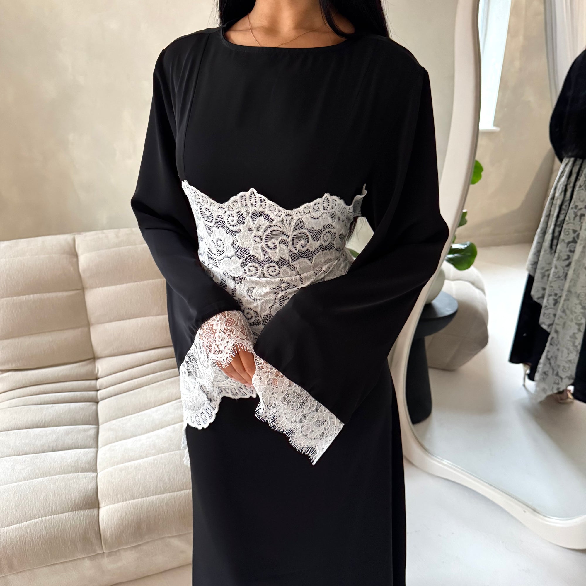 black and white modest dress Nzinga Knight